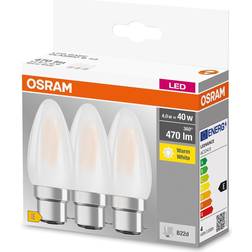 Osram LED Frosted Filament 40W Candle BC (B22d) 3 PACK