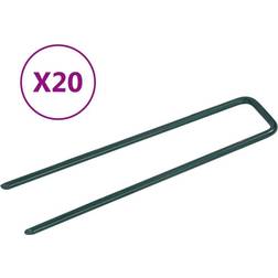 vidaXL 20x Clous Pour Gazon Artificiel Forme de U Fixation Pour Verger Terrains de Jeux Serres Extérieur Fer