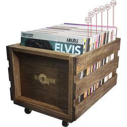 Wooden LP Record Storage Crate on Wheels-holds 80-100 albums