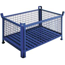 Heson Box pallet with sheet steel base, LxW 1000 x 800 mm, painted blue