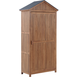 Beliani Armoire de Jardin Remise à Outils en Bois d'Acacia Résistant et Acier Inox Solution de Rangement Optimale pour Chaque Espace Extérieur