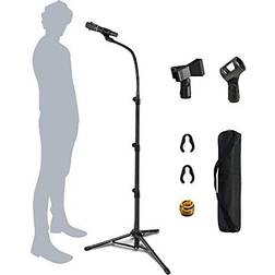 Mic Stand Boom Microphone Stands Tripod Gooseneck mic arm stand Height Adjustable 3' 6' with Mic Clips and 3/8" 5/8" Adapter Microphone stand for Singing,Blue Yeti Snowball,Most Mics