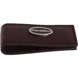 Dolce & Gabbana Bordeaux Leather Magnet Money Clip