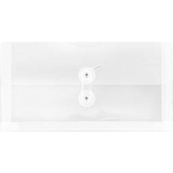 Jam Paper Â #10 Plastic Envelopes with Button and String Tie Closure, 5 1/4 x 10, Clear Poly, 12/pack (921B1CL) Clear