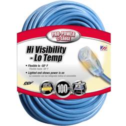 Southwire Coleman Cable 02569 12/3 Hi-Visibility Low-Temperature Outdoor Extension Cord, 100-Foot