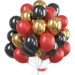 PartyWoo Burgundy Black Balloons, Red and Black Balloons, Gold Black and Red Balloons, Burgundy Balloons, Metallic Gold Balloons for Red and Black Party Decorations, Red Gold Party Decorations