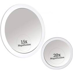 Mirrorvana MIRRORVANA 20X & 15X Magnifying Mirror Set Combo with 3 Suction Cups Each Compact & Travel Ready 6-Inch and 4-Inch Wide
