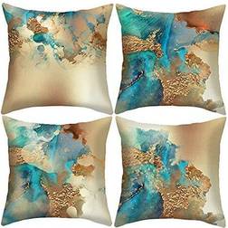 Abstract Cushion Cover Gold, Blue (45x45)