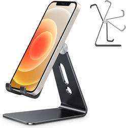 Adjustable Cell Phone Stand OMOTON C2 Aluminum Desktop Phone Dock Holder Compatible with iPhone 11 Pro SE XR 8 Plus 7 6 Samsung Galaxy Google Pixel and More Black