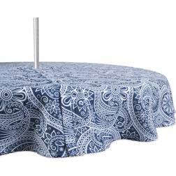 Design Imports Paisley Print with Zipper Tablecloth Blue