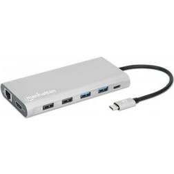 Manhattan 12-in1 Dockingstation 3xHDMI 4xUSB USB-C DP