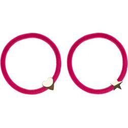 Dark 2 pk Velvet Hair Tie Pink