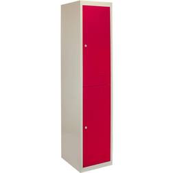 Casiers Métalliques Rouge & Gris 2 Portes