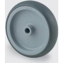 Tente Løs hjul, grå gummi, Ø75x25 mm, Ø8,1xNL26,5 glideleje, 75 kg Byggehøjde: 75 mm. Driftstemperatur: