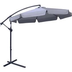 OutSunny 2.7m Cantilever Parasol Garden Banana Umbrella with Crank Cross Base