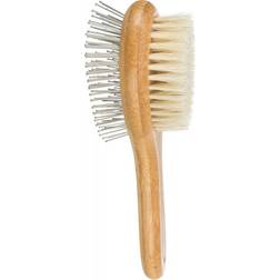 Trixie Double-sided brush, bamboo/natural wire bristles, 6x22