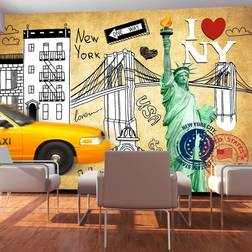 Artgeist Storby fototapet med New York City sketch street art (flere størrelser) 400x280