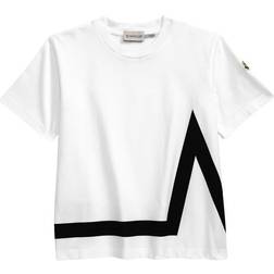 Moncler Kid's M Logo Stripe Graphic Tee - White