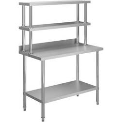 vidaXL Table de travail de cuisine avec étagère 120x60x150 cm Inox