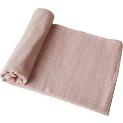 Mushie Muslin Organic Cotton Swaddle Blanket In Blush Blush 47in X 47in
