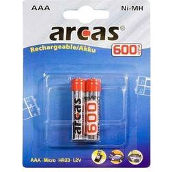 Arcas LR03 AAA Genopladelige batterier 600 mAh (2 stk)
