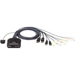 Aten 2-Port USB DisplayPort Cable KVM Switch with Remote Port Selector