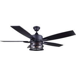 CANARM DUFFY Matte Black Downrod Mount Ceiling Fan with Light Kit