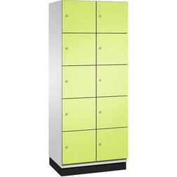 C P CAMBIO compartment locker with sheet steel doors, 10 compartments, width 800 mm, body light grey door viridian green