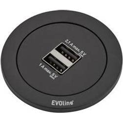 Evoline 159280001200 Worktop socket 2x Black