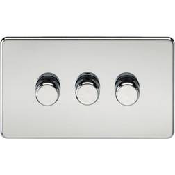 Knightsbridge Screwless 3G 2-way 10-200W (5-150W LED) trailing edge dimmer Polished Chrome