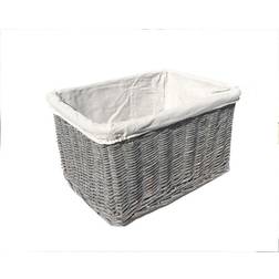 (Grey, Medium) Huge Deep Wicker Storage Basket Hamper With Lining