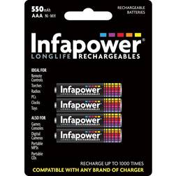 Infapower AAA 550MAH NI-MH Rechargeable Batteries, 4-Pack (B009)