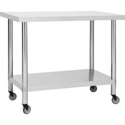 vidaXL Table de travail de cuisine avec roues 100x45x85 cm Inox