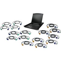 IOGEAR GCL1916KIT, 16-Port 19" LCD KVM Drawer, PS/2, USB KVM Cables GCL1916KIT