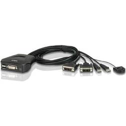 Aten Cs22d-at 2-port Usb Dvi Kvm Switch Cable With Remote Port Selector