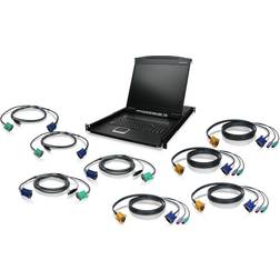 IOGEAR GCL1908KIT, 8-Port 19" LCD KVM Drawer Kit, PS/2, USB KVM Cables GCL1908KIT