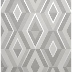 Fine Decor Brewster Home Fashions Shard Geometric Wallpaper, Grey