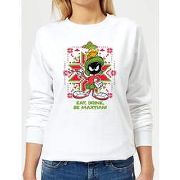 Looney Tunes Eat Drink Be Martian Women's Christmas Jumper White XXL