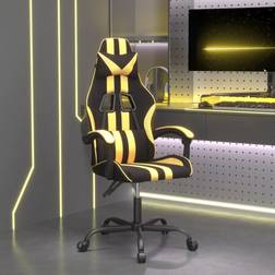 vidaXL Silla gaming giratoria cuero sintético negro y dorado