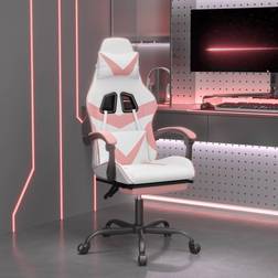 vidaXL Drejelig Gamingstol Med Fodstøtte Kunstlæder Hvid Og Pink