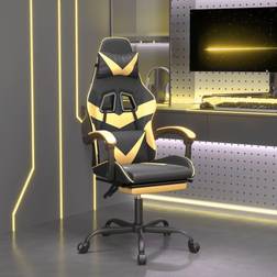 vidaXL Silla Gaming Giratoria Reposapiés Cuero Sintético Negro Dorado