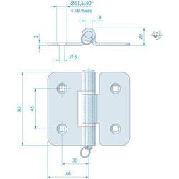 Roca Hængsel 92x82mm rfr. 444070