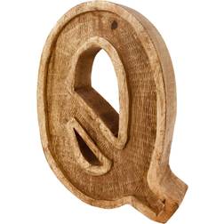 Geko Hand Carved Wooden Embossed Letter Q