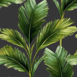 Kailani Leaf Wallpaper Charcoal Green Belgravia 59115