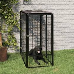 vidaXL Box Cani a 6 Pannelli Nero 50x100 cm Acciaio Verniciato Polvere