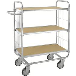 Konga Mekaniska Hyllvagn Serie 8000 ESD 1395x470x1120mm, 250kg, Elförzinkad, ESD-hjul, 4 länk varav 2 med broms