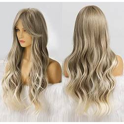 Ebin Ombre Blonde Wig Bangs Soft Curly Blonde Wig Blonde Long Bangs