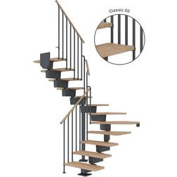 Dolle Portaat Dubai, U-malli, Classic IV -kaide, öljytty pyökki, 11 askelmaa, 800mm, antrasiitti
