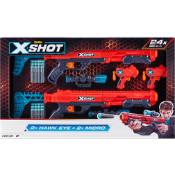 Xshot Zuru Excel Double Hawk Eye and Double Micro Foam Dart Blaster Combo Pack Inkl. 24 Pilar