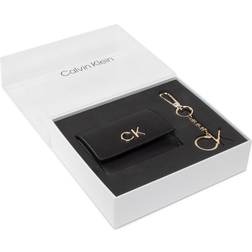 Calvin Klein Trifold Wallet and Keyring Gift Set - BLACK